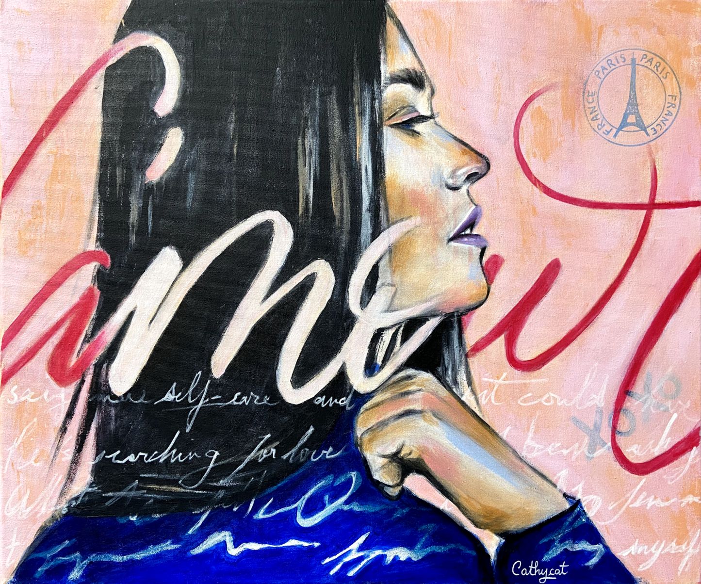 "France" Original portrait woman painting