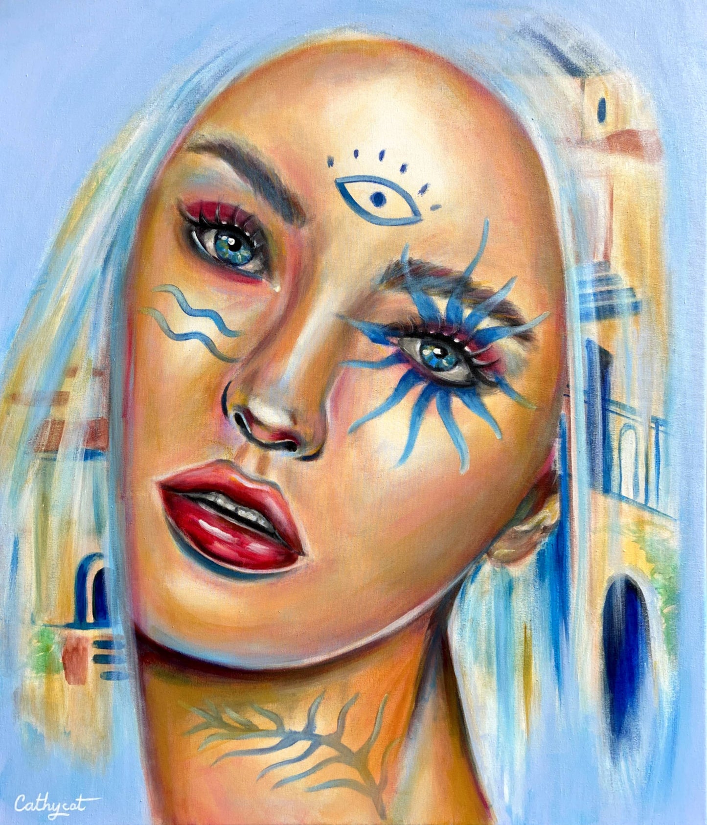 "Greece modern" Original portrait woman painting