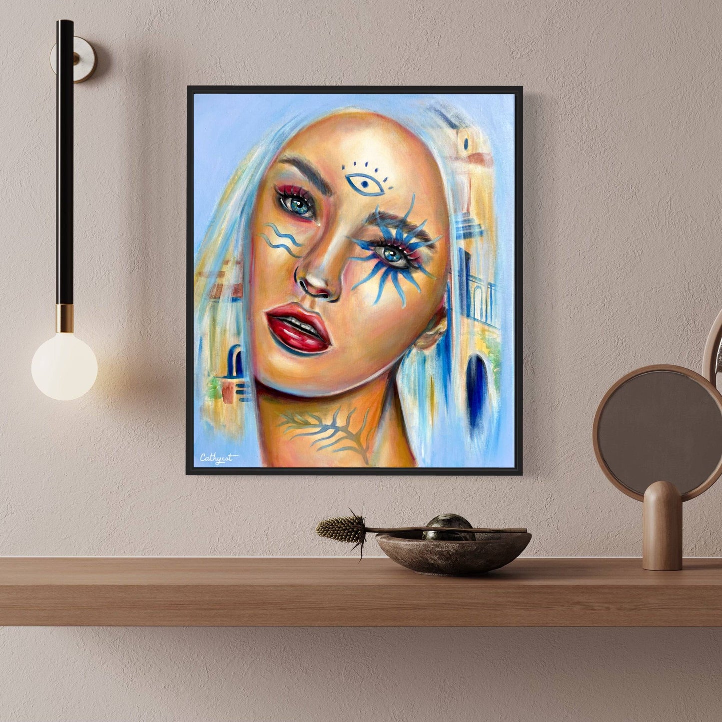 "Greece modern" Original portrait woman painting