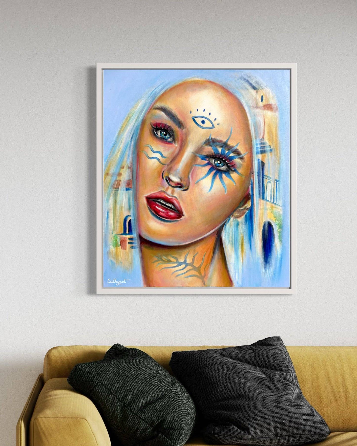 "Greece modern" Original portrait woman painting