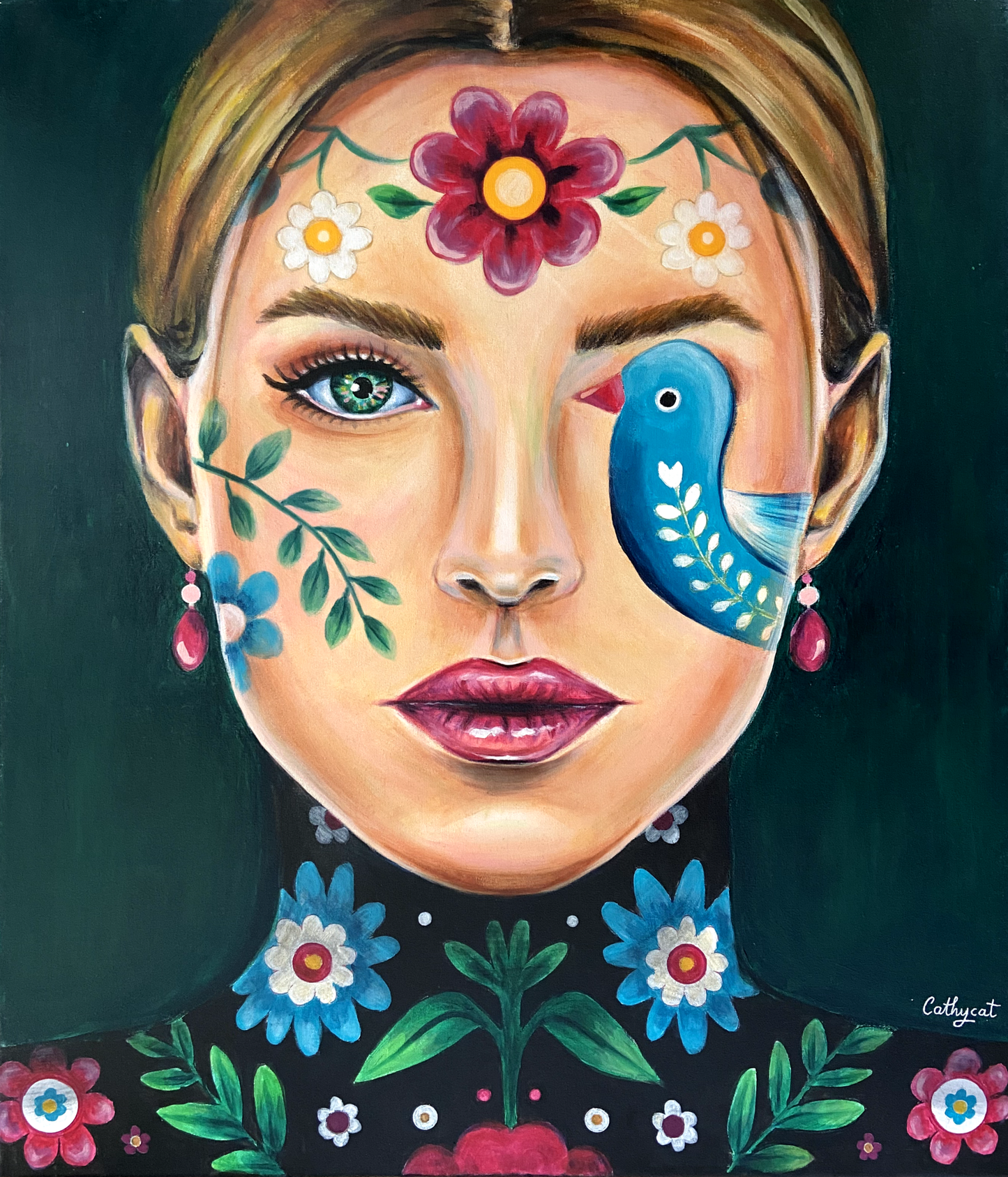"Poland" Original portrait woman painting