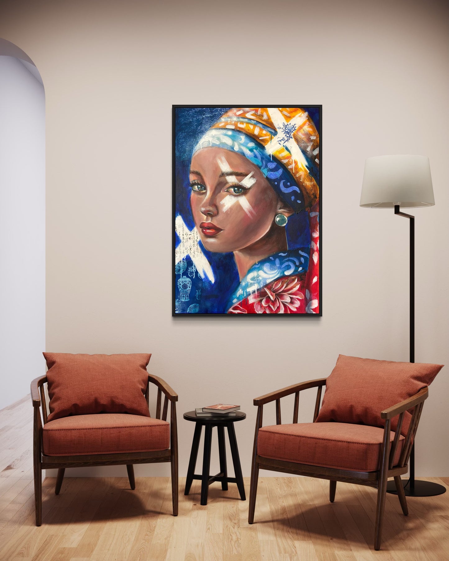 "Girl with a pearl" Contemporary portrait - Original painting