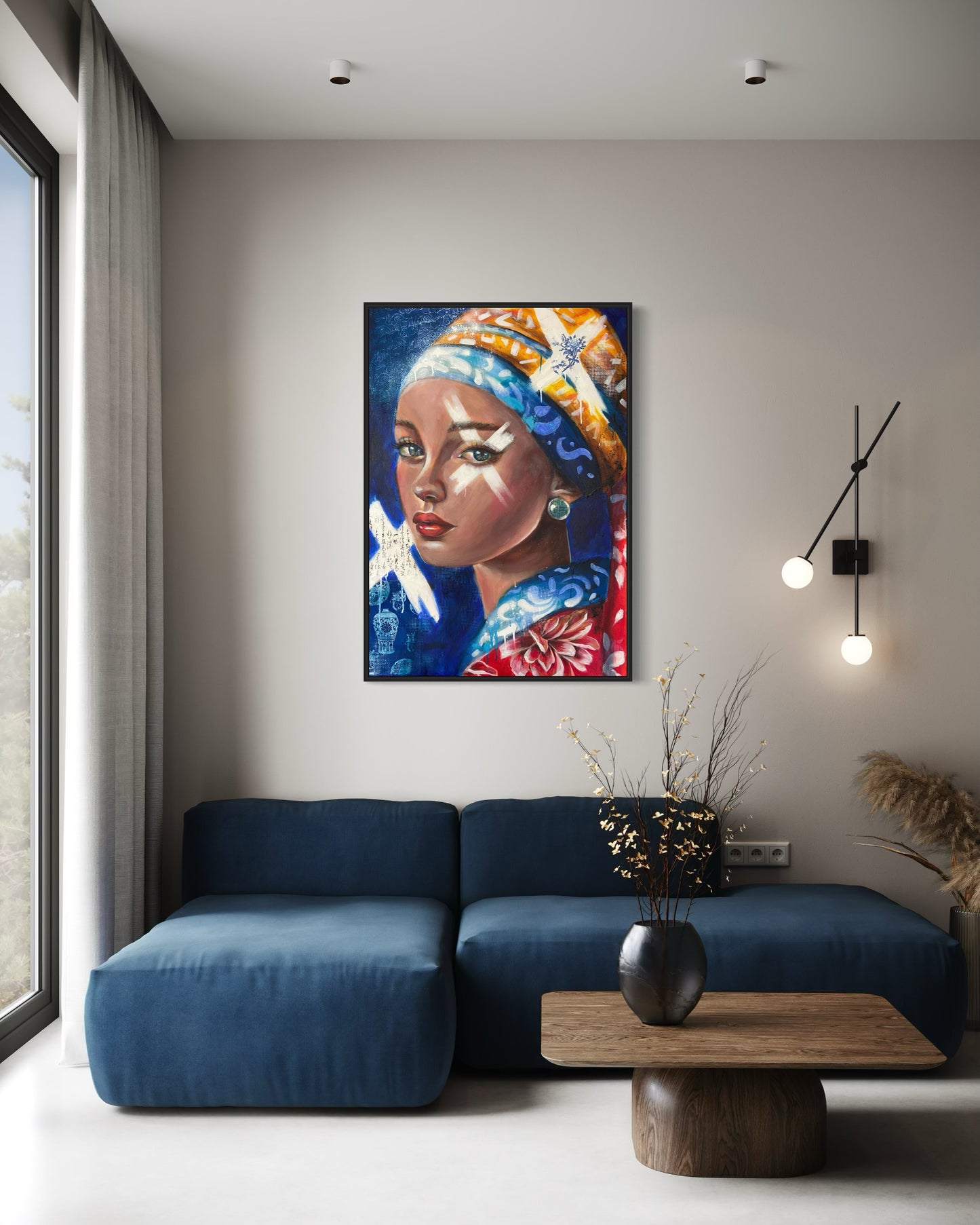 "Girl with a pearl" Contemporary portrait - Original painting