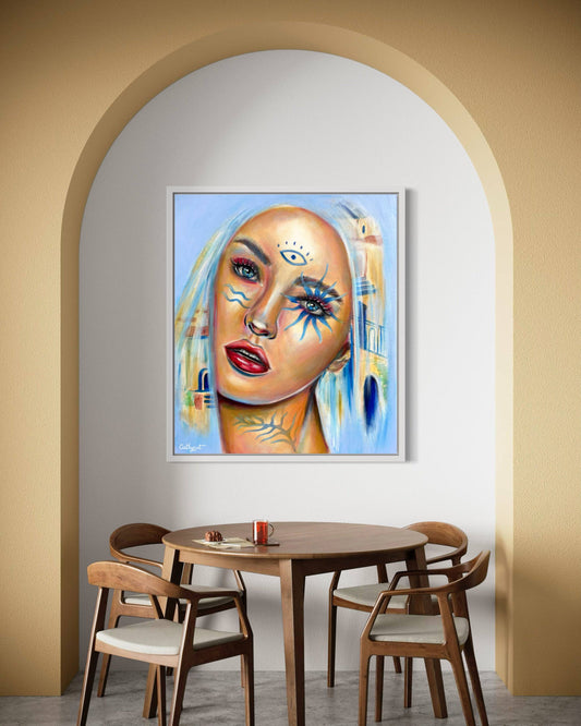 "Greece modern" Original portrait woman painting