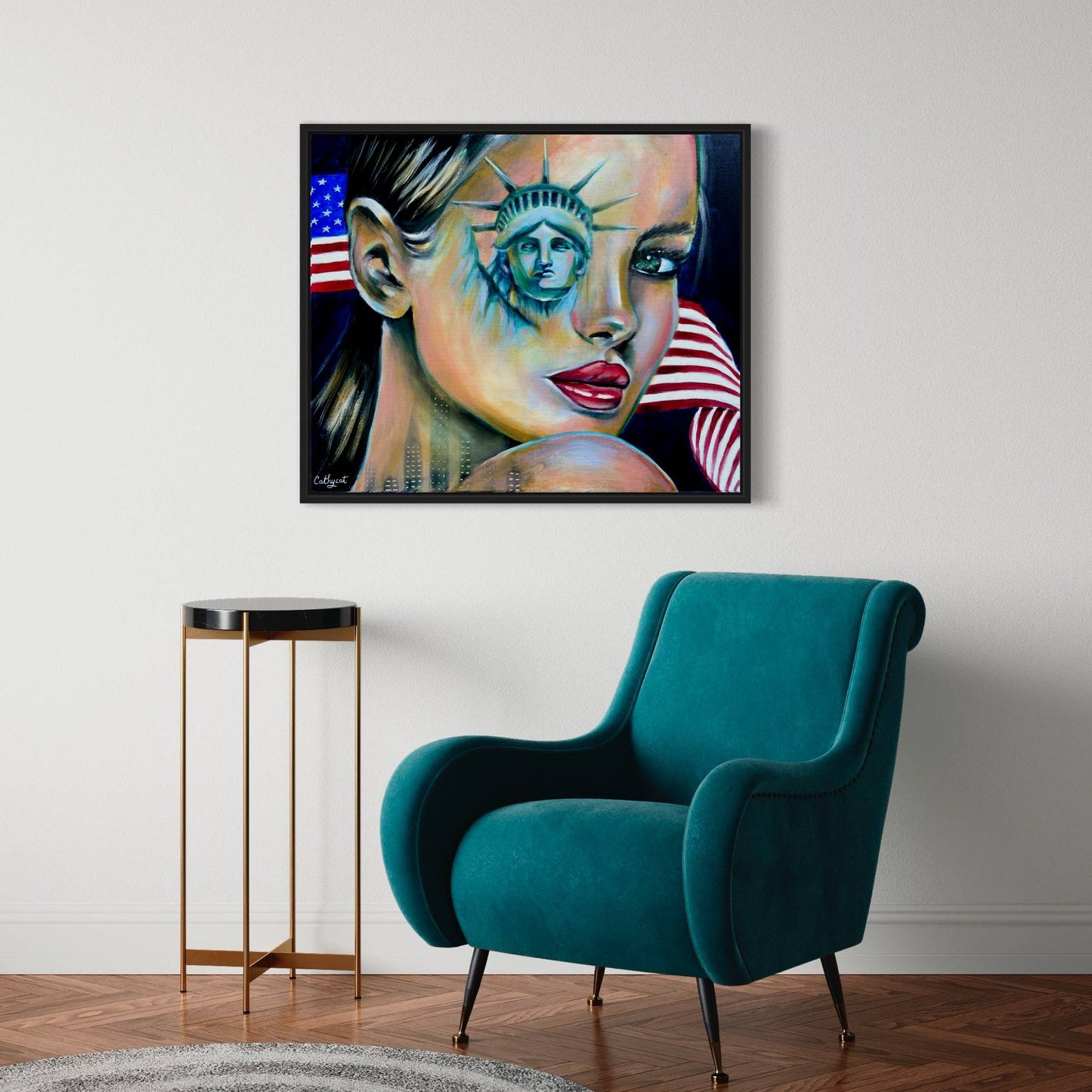 "USA" Original portrait woman painting