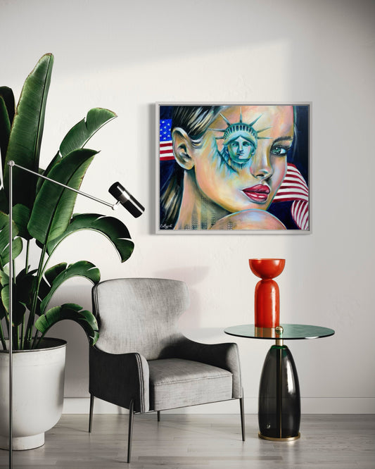 "USA" Original portrait woman painting